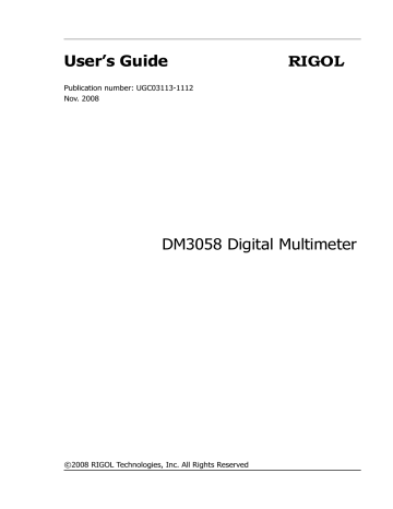 Rigol DM3058 User`s guide | Manualzz