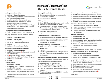 PRC-Saltillo TouchChat Quick Reference Manual | Manualzz PRC-Saltillo TouchChat Quick Reference Manual | Manualzz