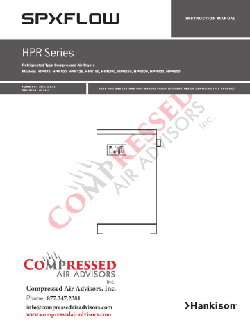 Compressed Air Advisors Hankison SPXFLOW HPR200 Instruction Manual | Manualzz