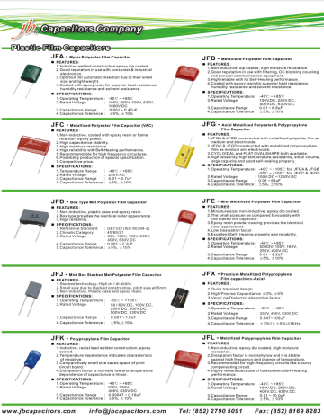 JB Capacitors 6.8uF ±5% 400V Axial Metallized Polypropylene Film Capacitor 