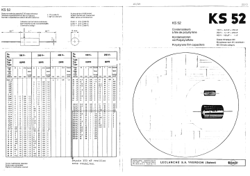 datasheet for KS 52 by Leclanche Capacitors | Manualzz