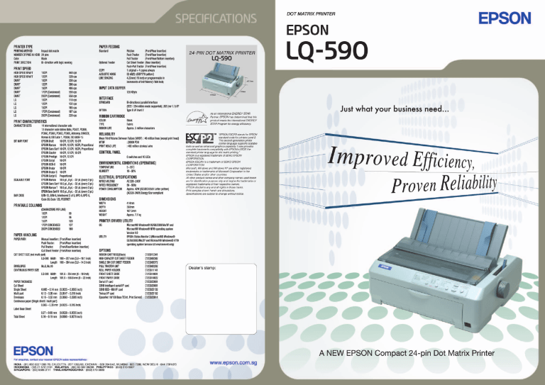 epson lq 590 specification