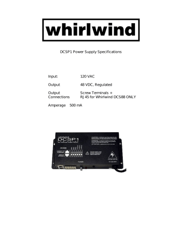 Whirlwind dcsp1 Spec Sheet | Manualzz