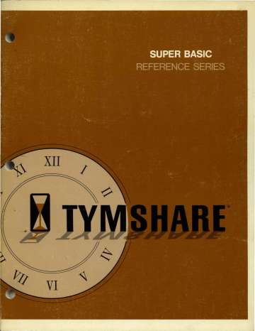 tymshare manuals reference series super basic | Manualzz