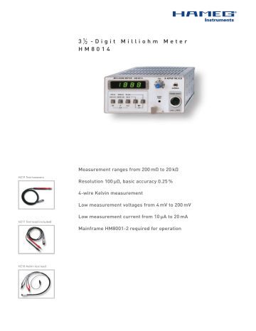 3 -Digit Milliohm Meter HM8014 | Manualzz