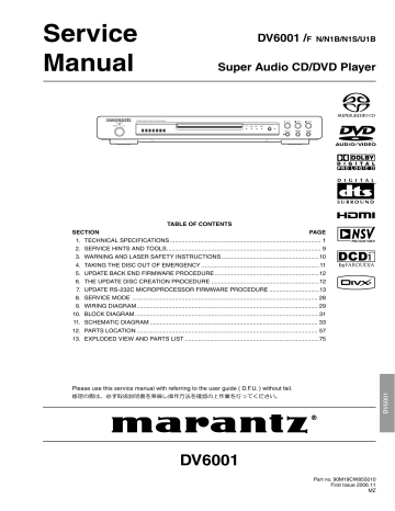 Marantz DV6001 ユーザーマニュアル | Manualzz