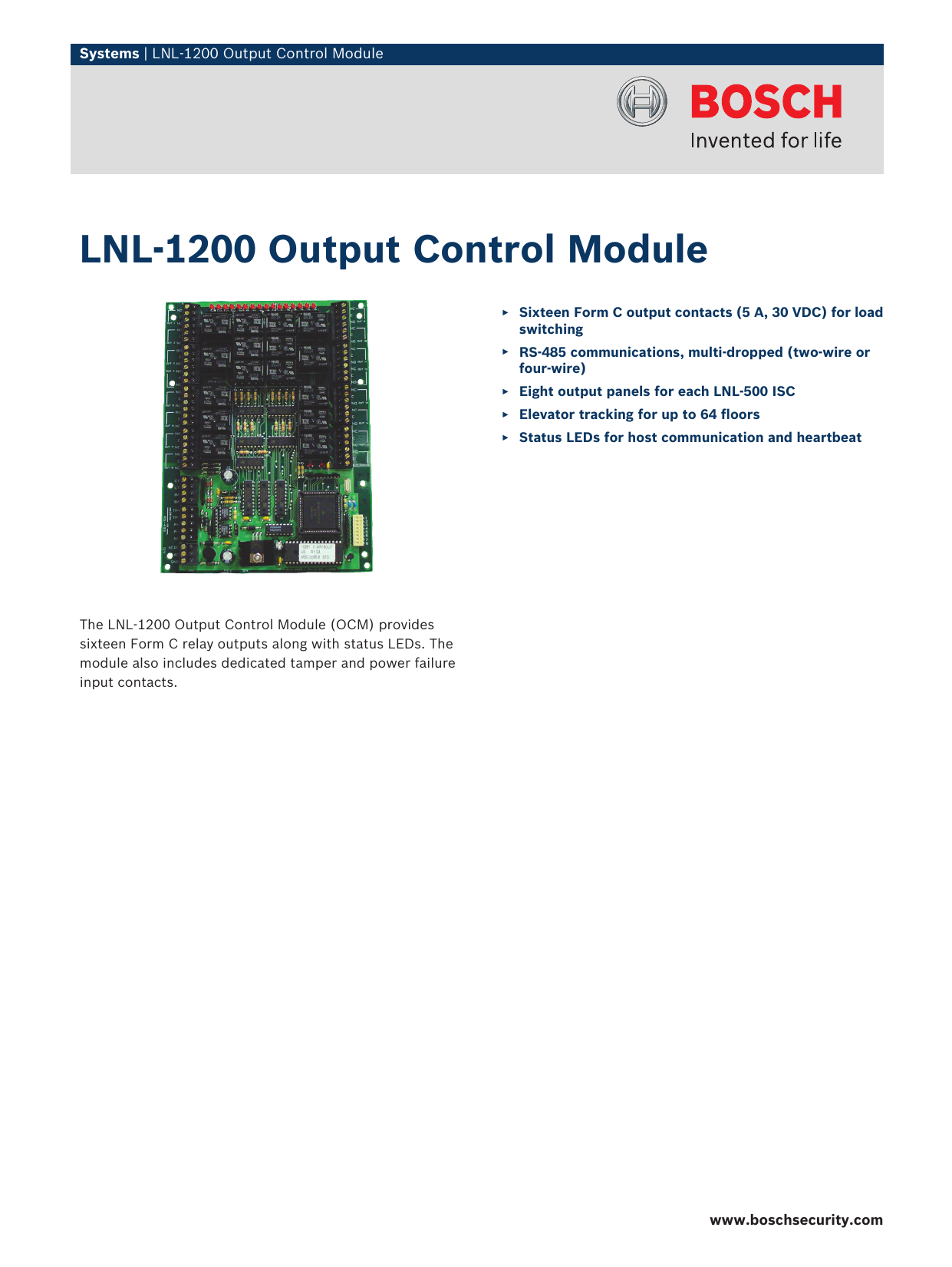 Lenel LNL-1200 Output Control Module 16 Outputs 