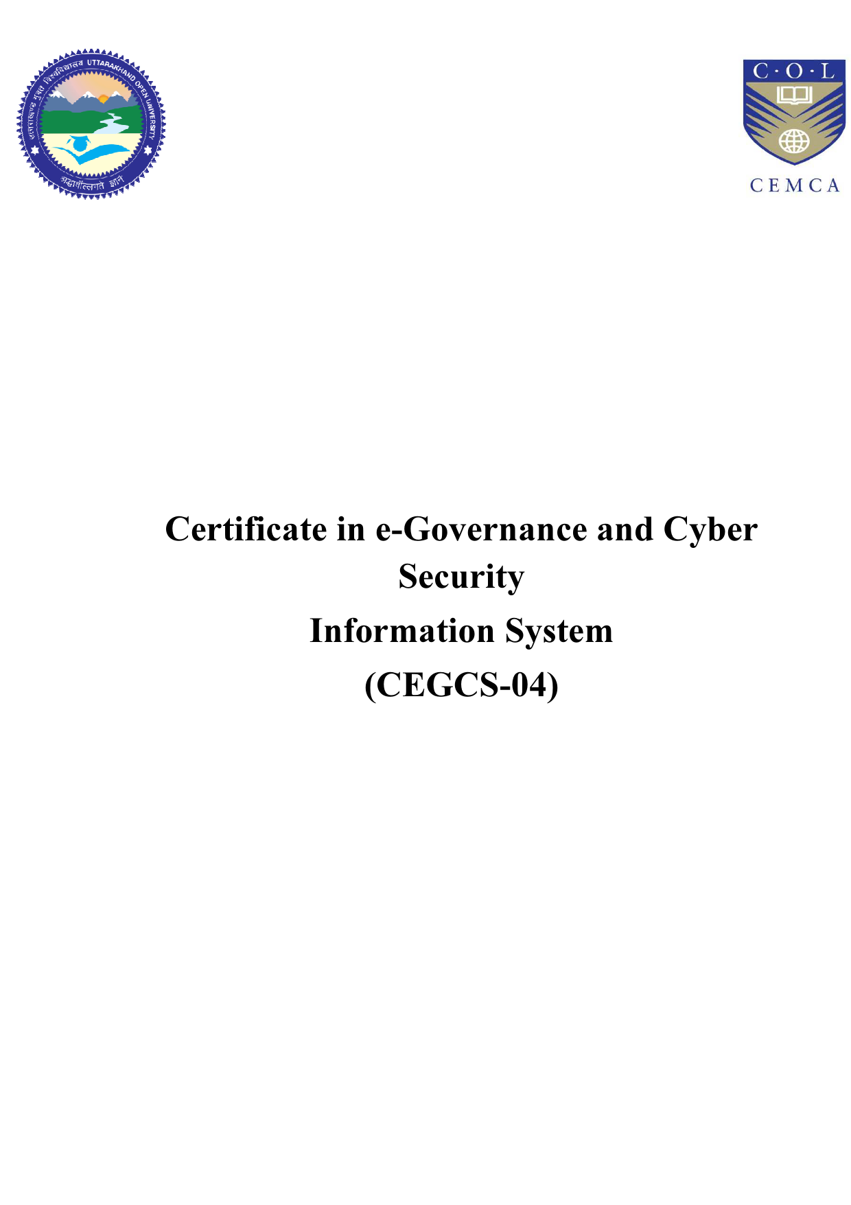 Certificate In E Certificate In E Governance And Security Manualzz