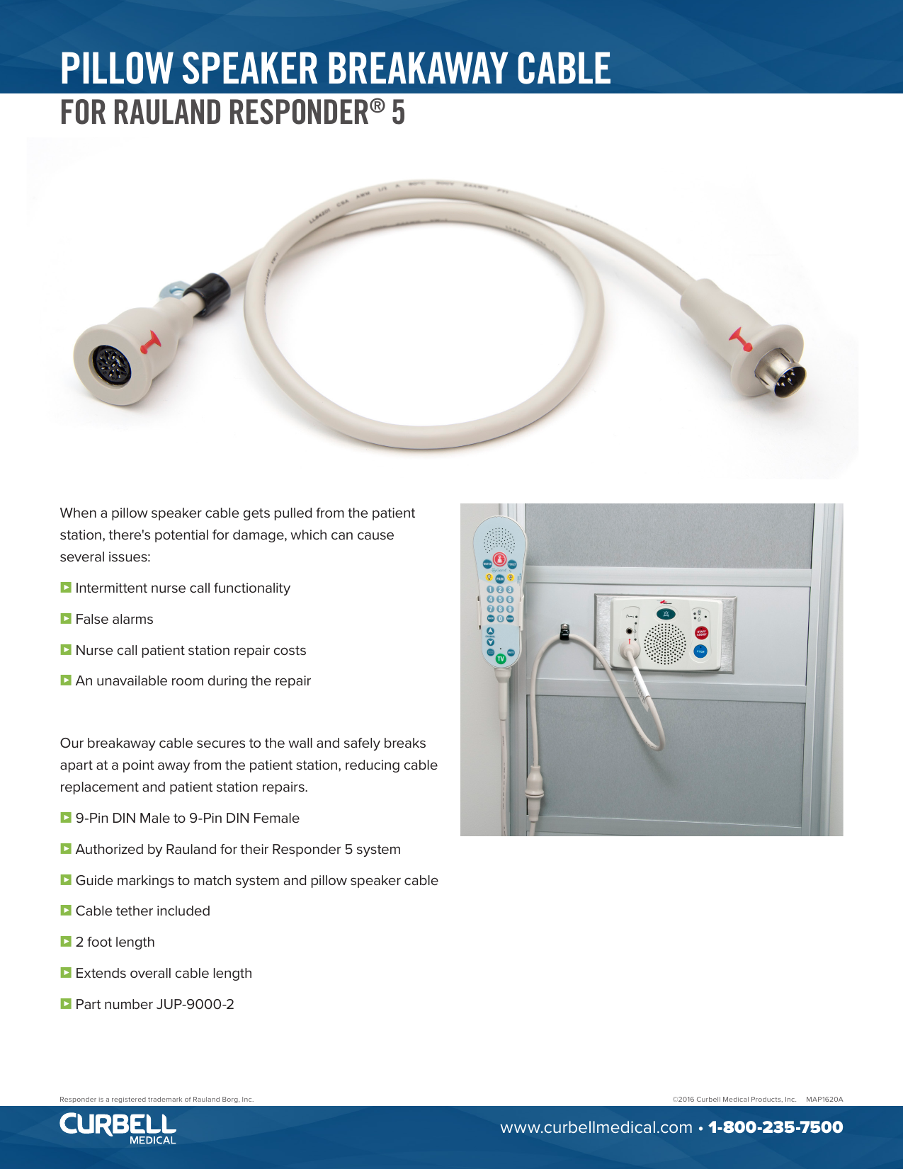 pillow speaker breakaway cable - Curbell Medical Products, Inc. | Manualzz
