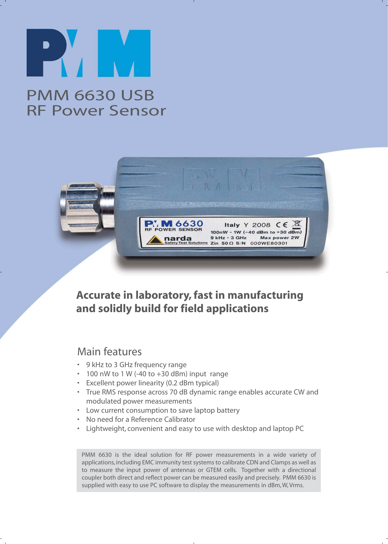 Pmm 6630 Usb Rf Power Sensor Manualzz