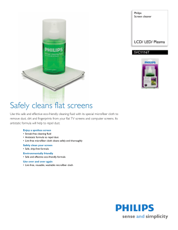 Philips SVC1116T/27 Screen cleaner Product Datasheet | Manualzz