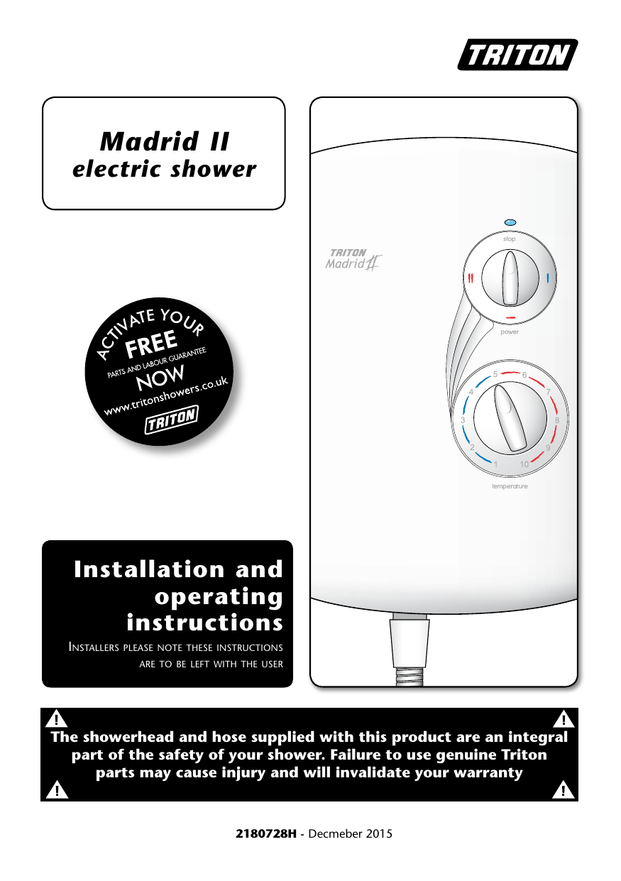Triton MADRID 9.5KW BLACK & CHROME Instruction Manual Manualzz