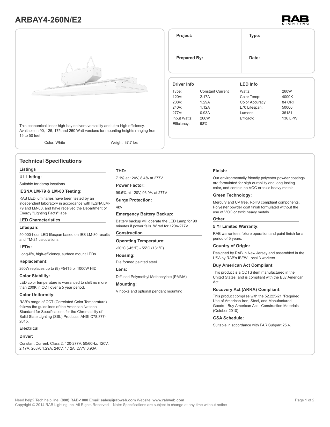 Arbay4 260n E2 Rab Iq Lighting Fixtures Manualzz