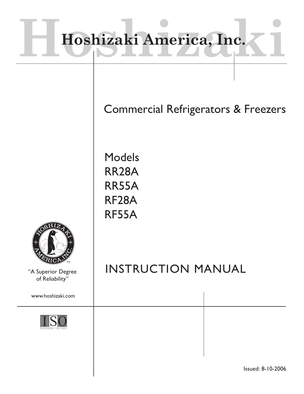 Hoshizaki RF55A Instruction manual Manualzz