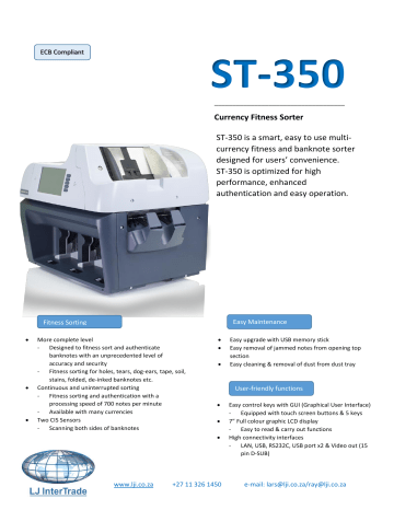 Currency Fitness Sorter ST-350 is a smart, easy to | Manualzz