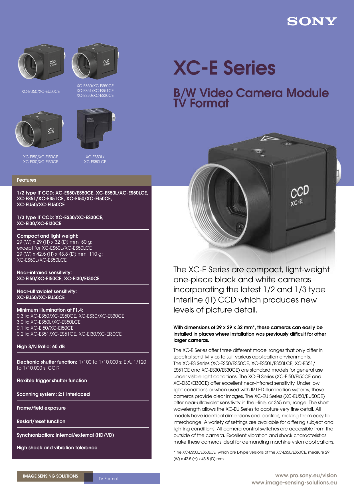 Xc E Series Sony Europe S Image Sensing Solutions Manualzz