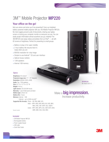 3M MP220 Projector Product sheet | Manualzz