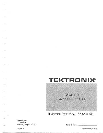 Tektronix 7A29 Amplifier Instruction Manual 