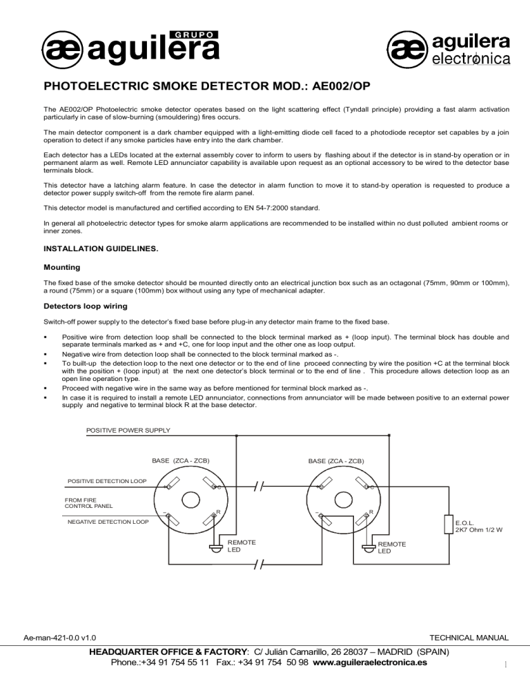 Photoelectric Smoke Detector Mod Ae002 Op Manualzz