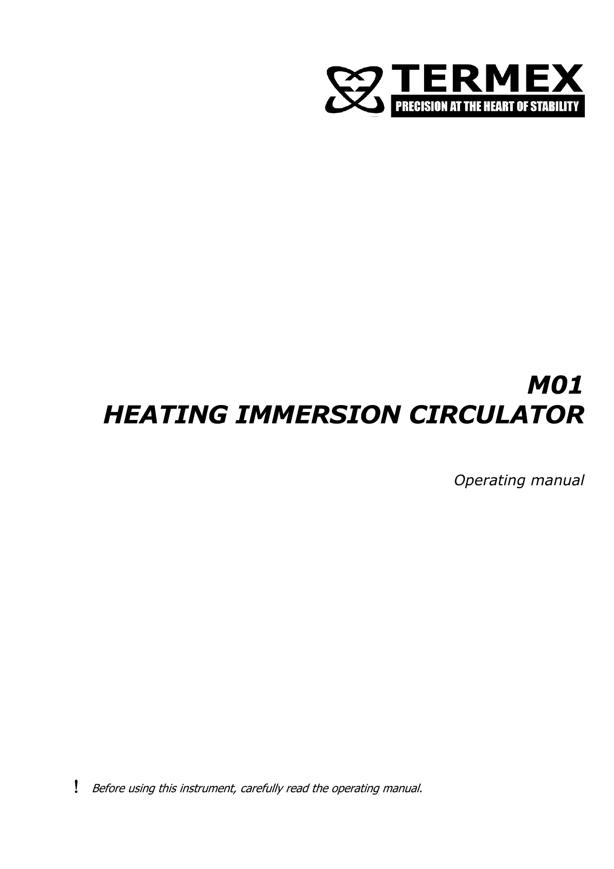 M01 Heating Immersion Circulator. Operating manual Manualzz
