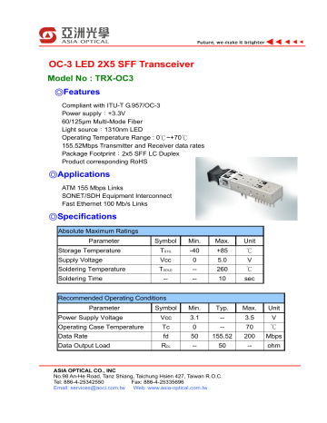 Oc 3 Led 2x5 Sff Transceiver Manualzz