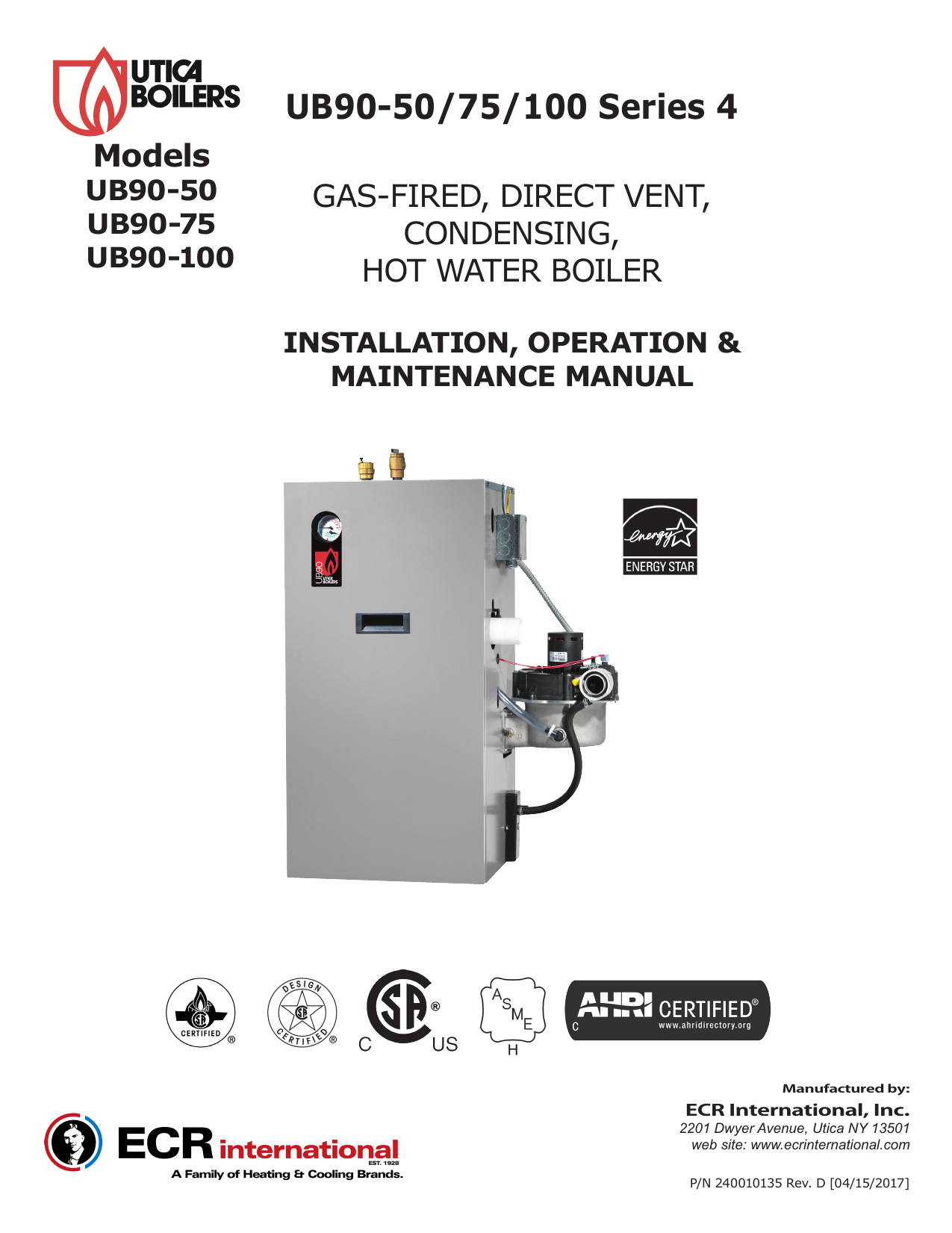 Utica Boilers UB90 Condensing Gas Boiler Installation & Operation
