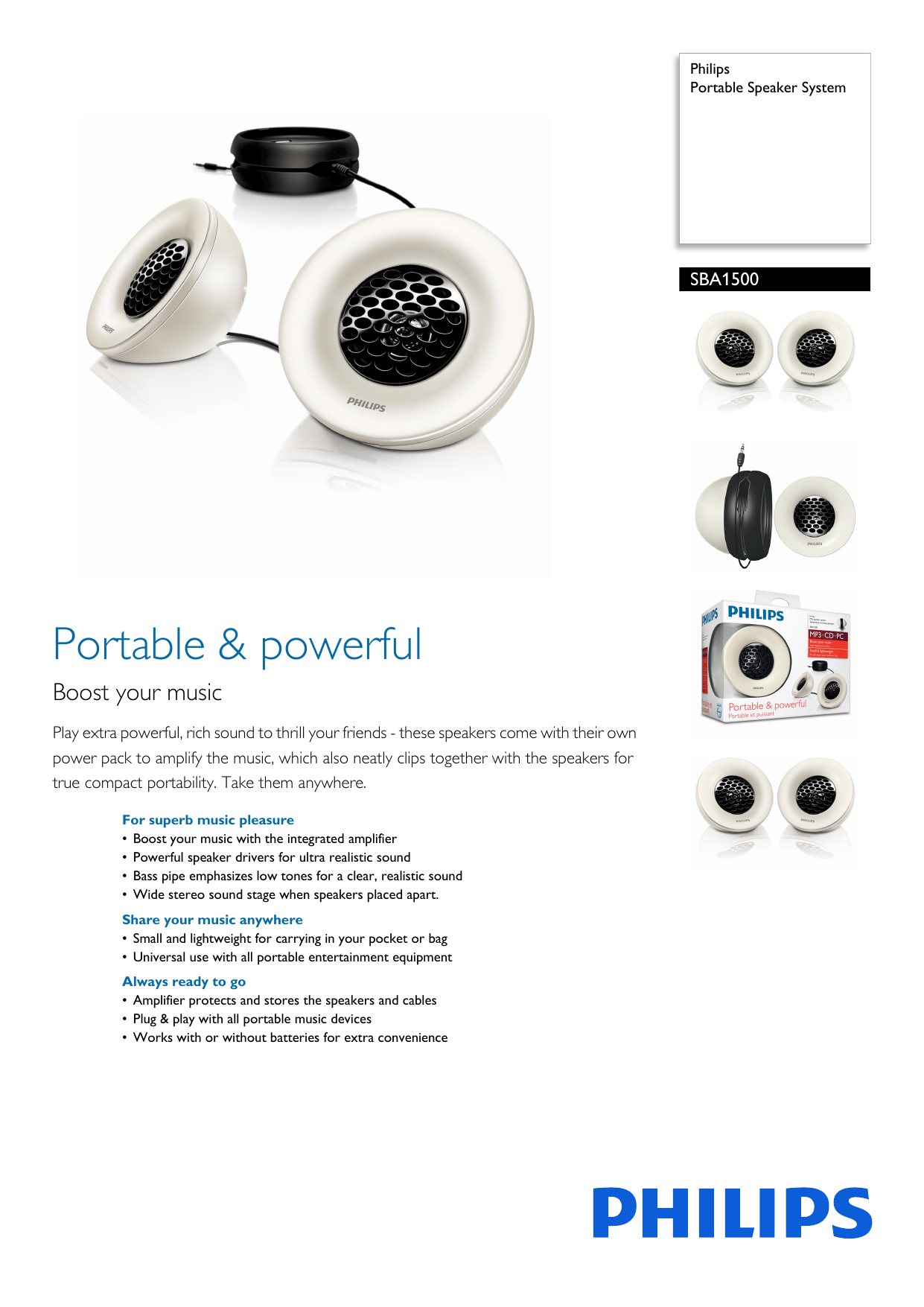philips sba290 portable speaker system