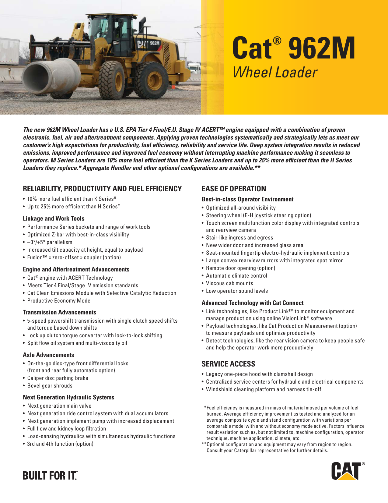 Key Features And Benefits For Cat 962m Wheel Loader Aexq1167 00 Manualzz