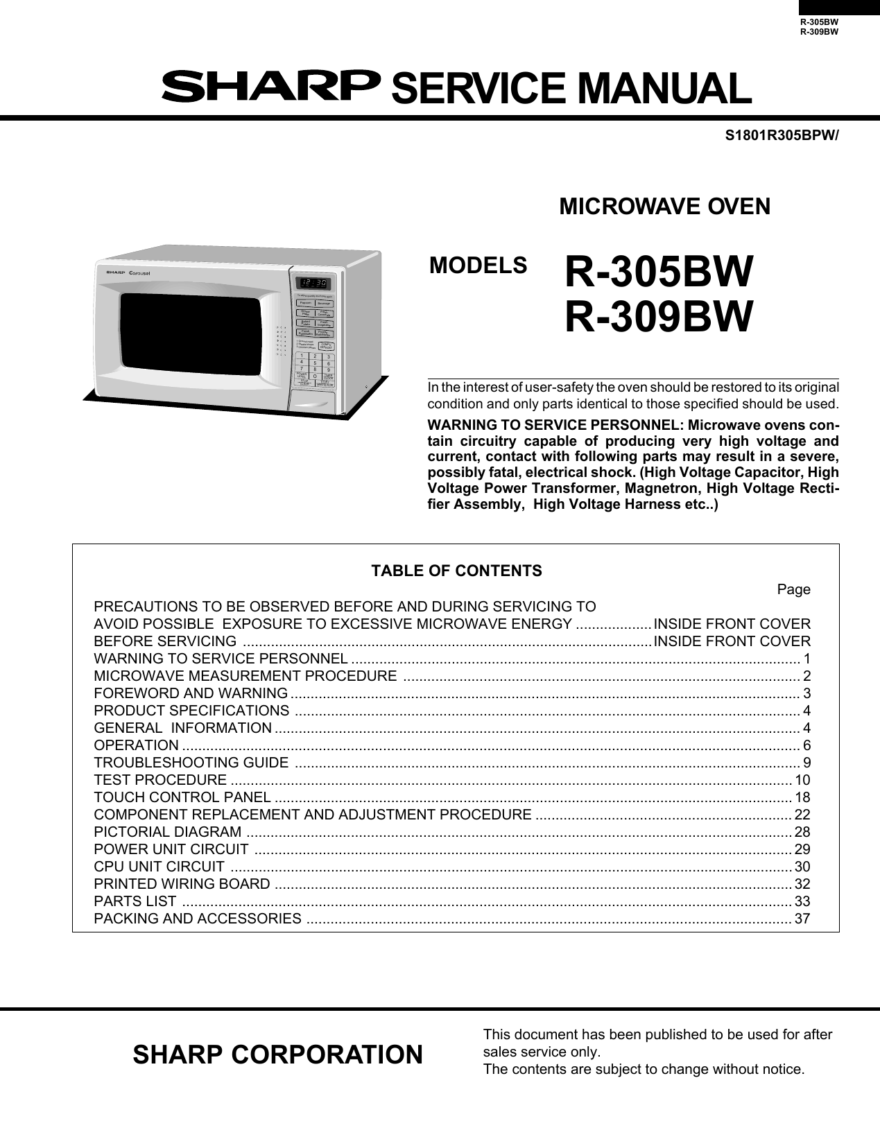 Sharp Carousel Microwave R 1480 Parts Reviewmotors.co