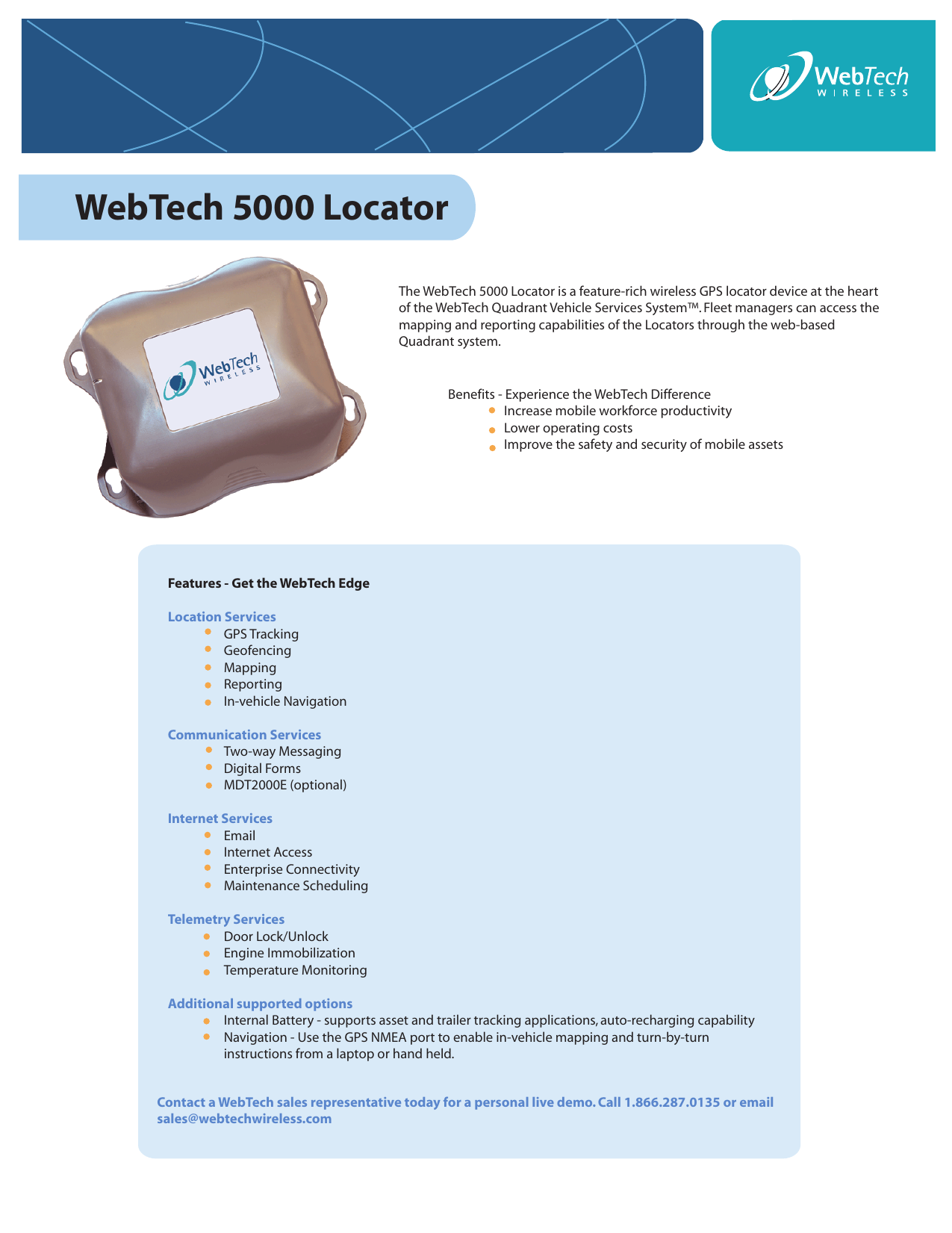 Global Tracking WebTech Wireless 5000G with Cables