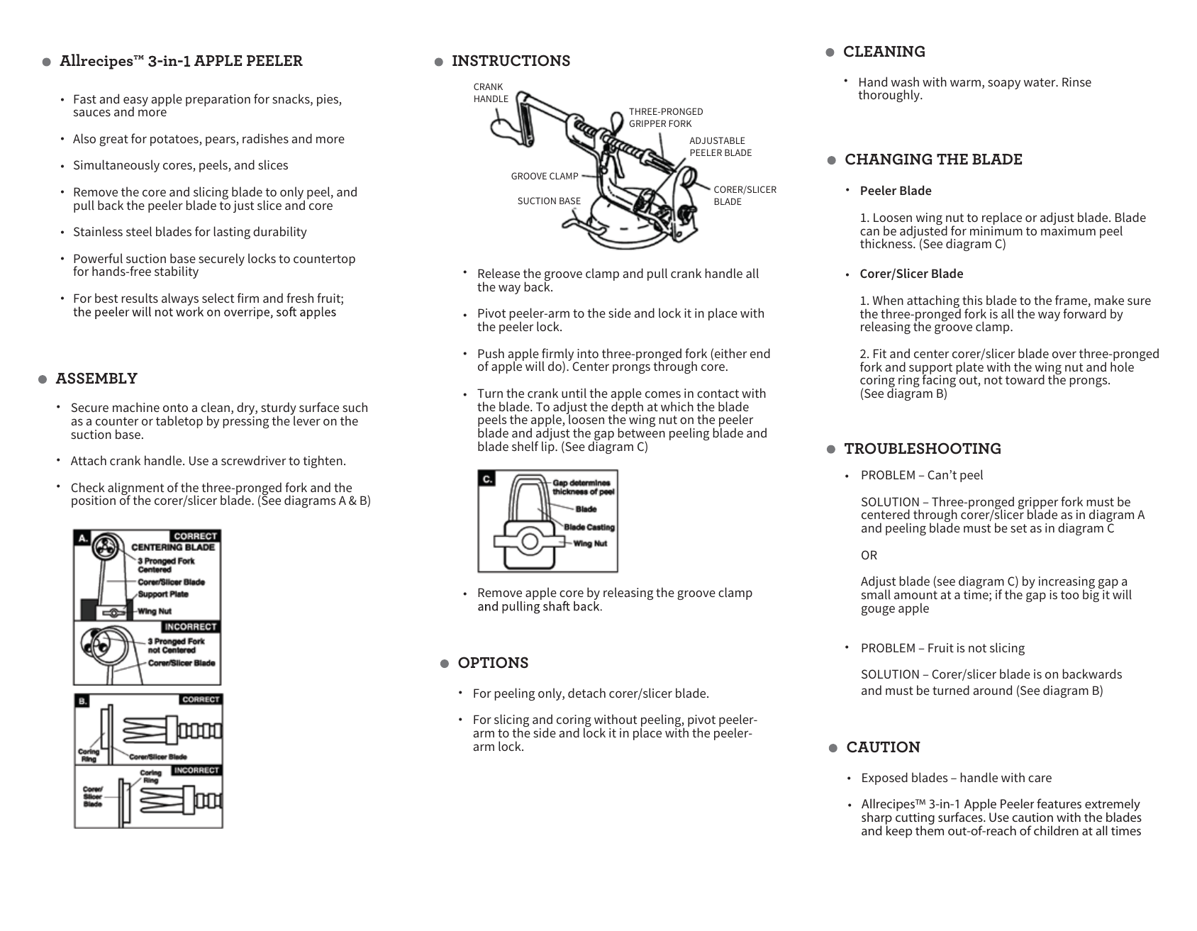 apple peeler instructions