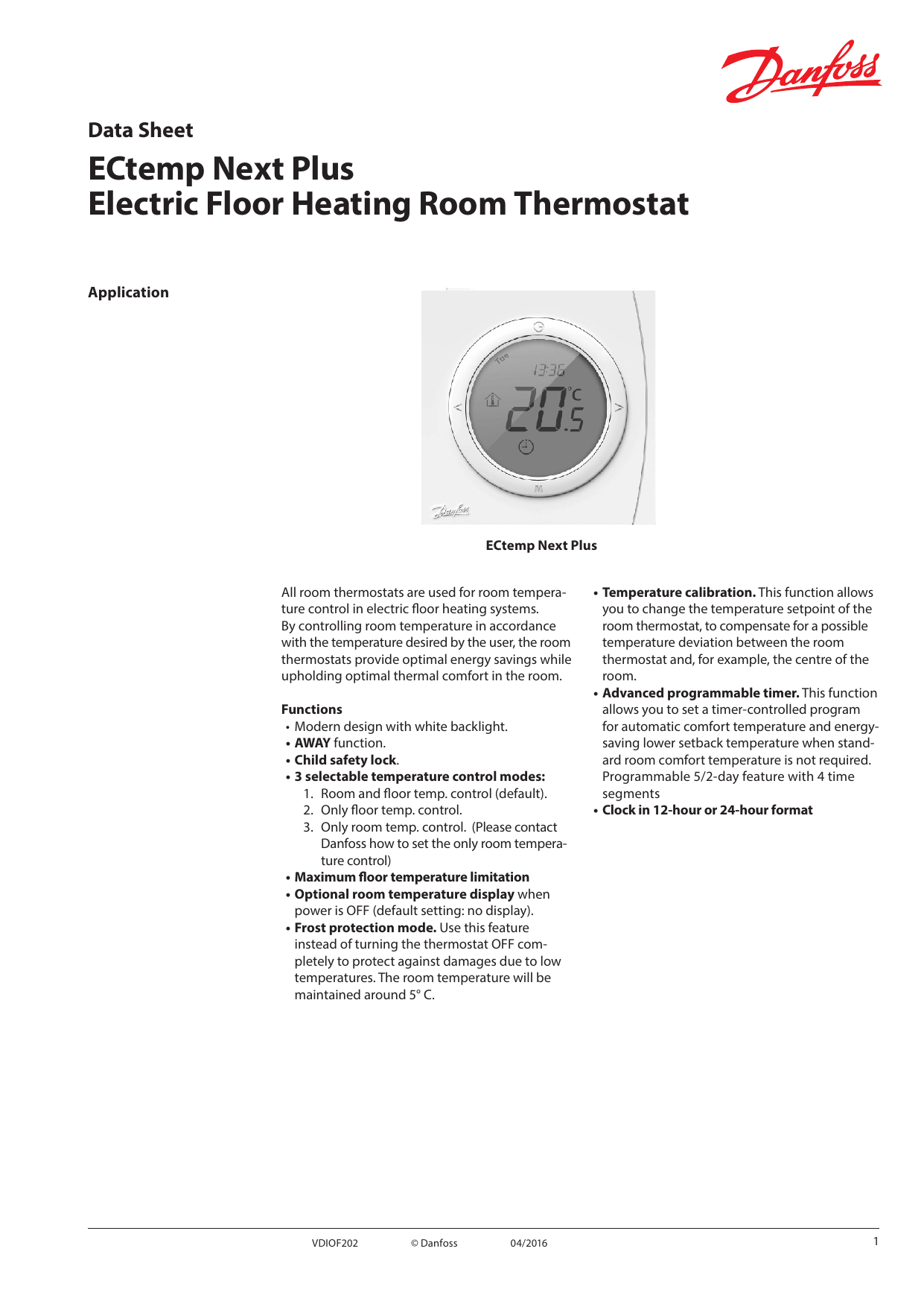 Ectemp Next Plus Electric Floor Heating Room Thermostat