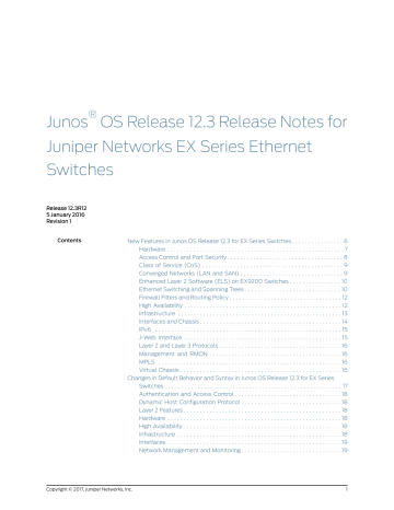 Junos® OS Release 12.3 Release Notes for Juniper Networks EX | Manualzz