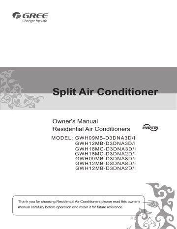 GREE GWH12MB-D3DNA3D Owner's Manual | Manualzz