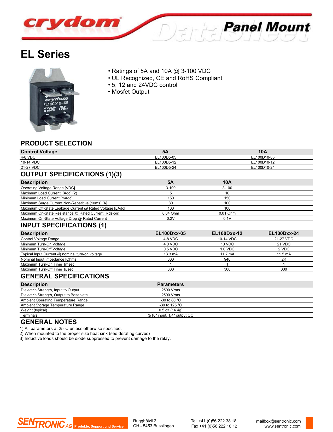 Halbleiterrelais SSRCX240D5-Bcrydom Solid State Relais 