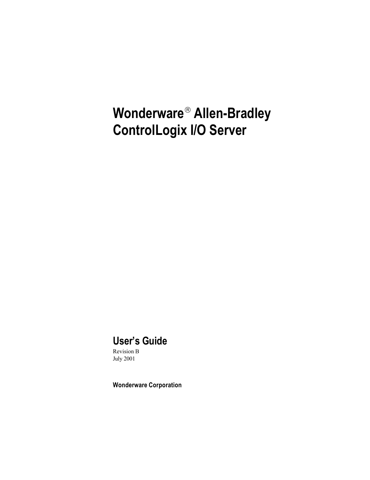 Wonderware AllenBradley ControlLogix I/O Server User`s Guide Manualzz