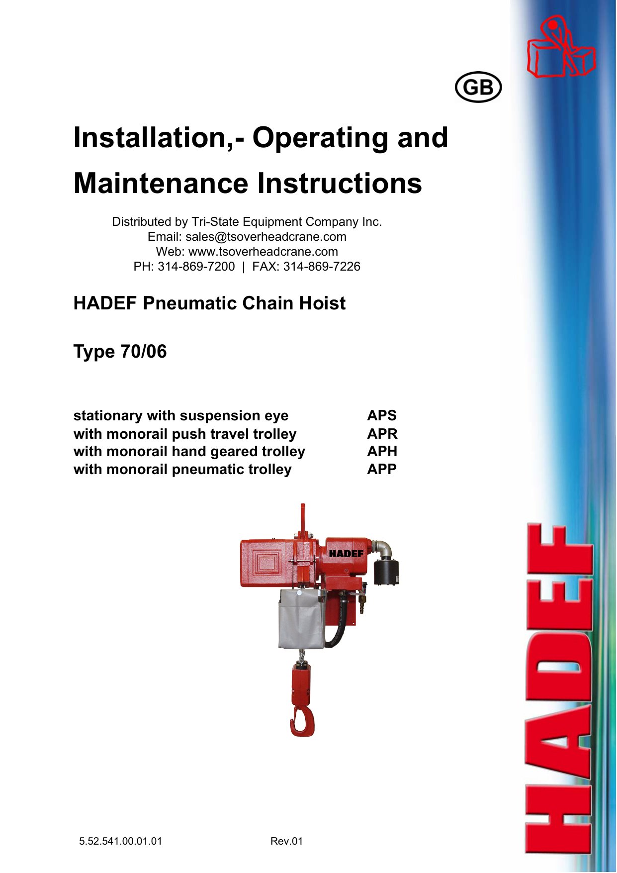 HADEF 7006 Air Chain Hoist Manual Tri Manualzz