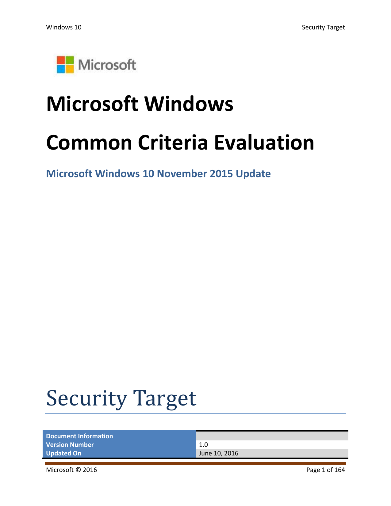 Microsoft Windows Common Criteria Evaluation Security Target Manualzz