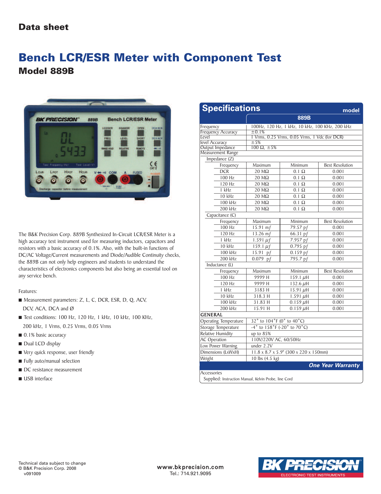 889B Bench LCR Meter Manualzz
