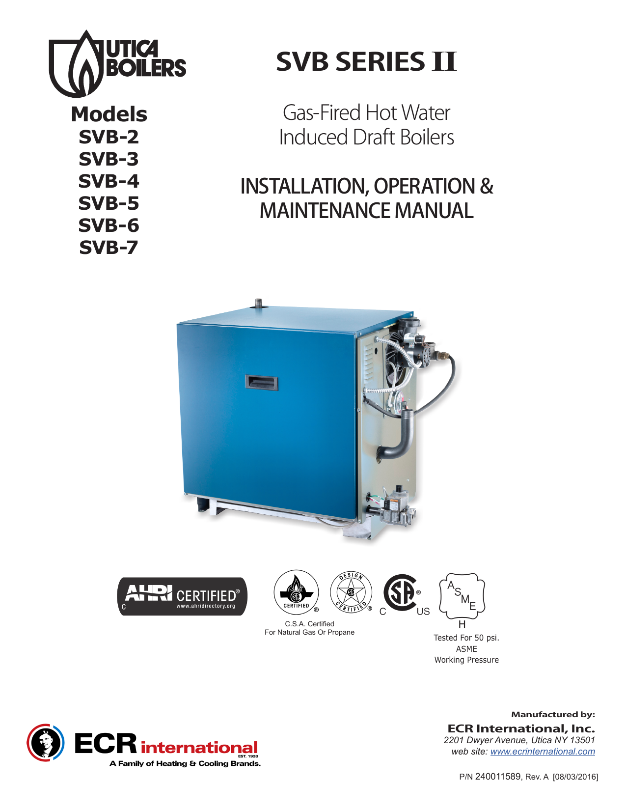 Utica Boilers SVB Gas Boiler Installation & Operation Manual Manualzz