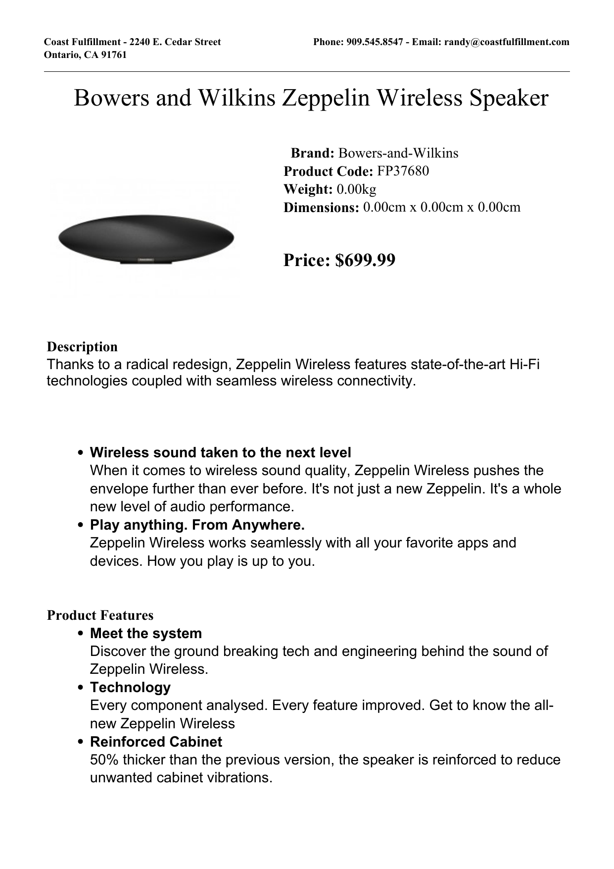 Bowers And Wilkins Zeppelin Wireless Speaker Manualzz