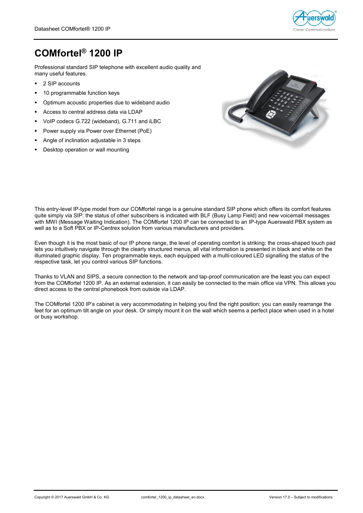 Datasheet Comfortel 10 Ip Manualzz