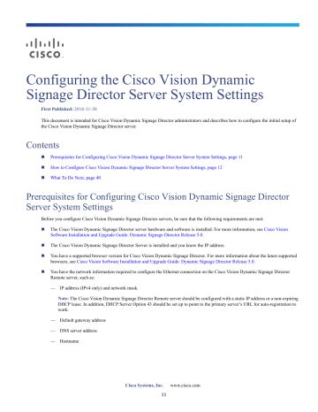 Configuring the Cisco Vision Dynamic Signage Director Server | Manualzz