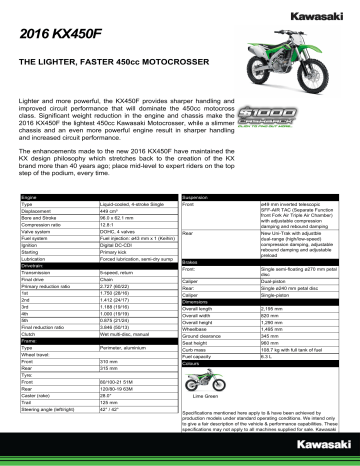 2016 KX450F Kawasaki | Manualzz