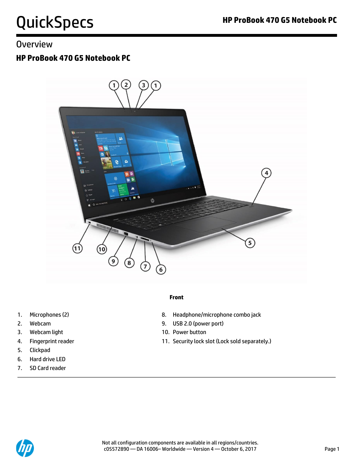 Hp Probook 470 G5 Notebook Pc Manualzz