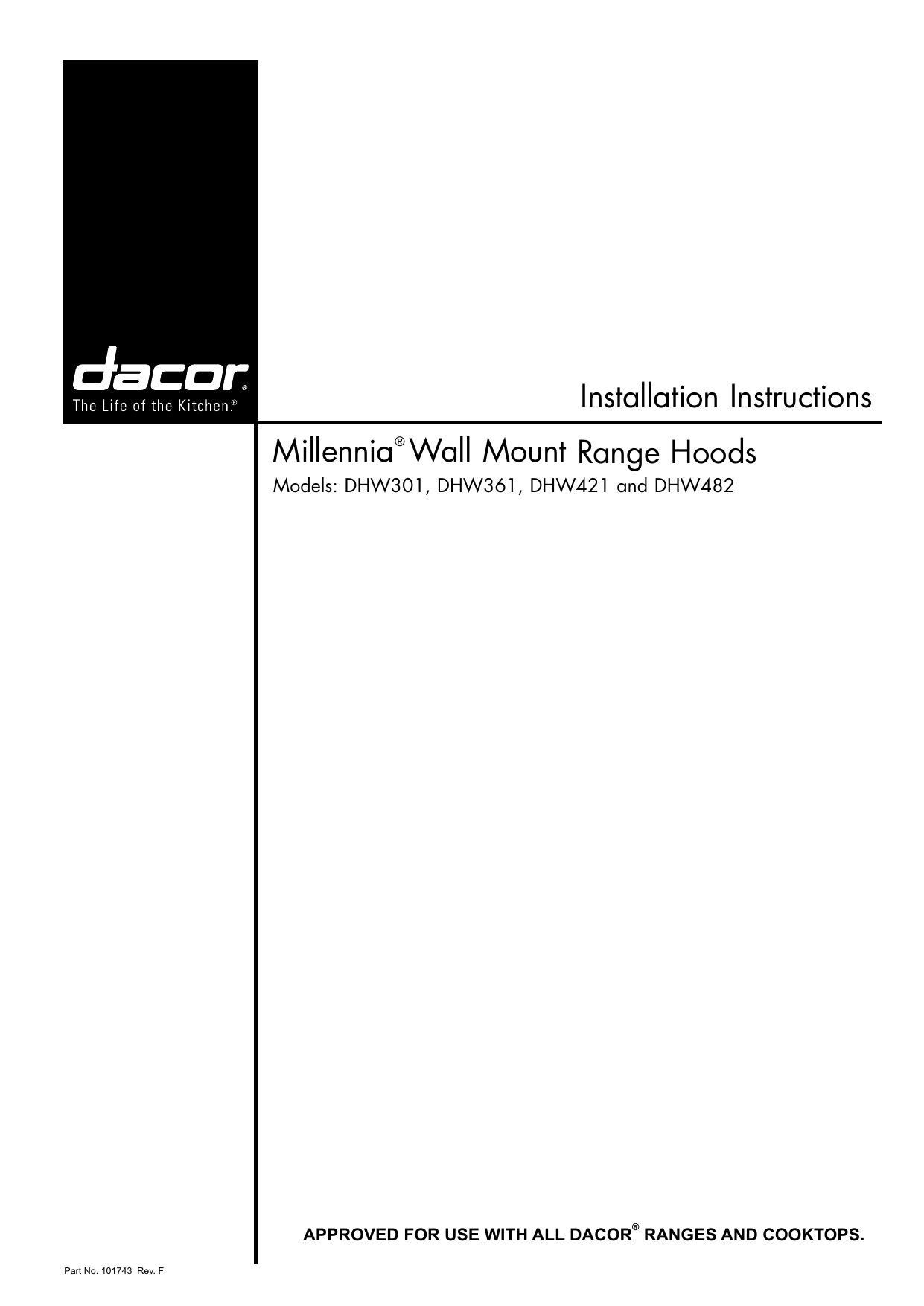 Installation Instructions Millennia® Wall Mount Manualzz