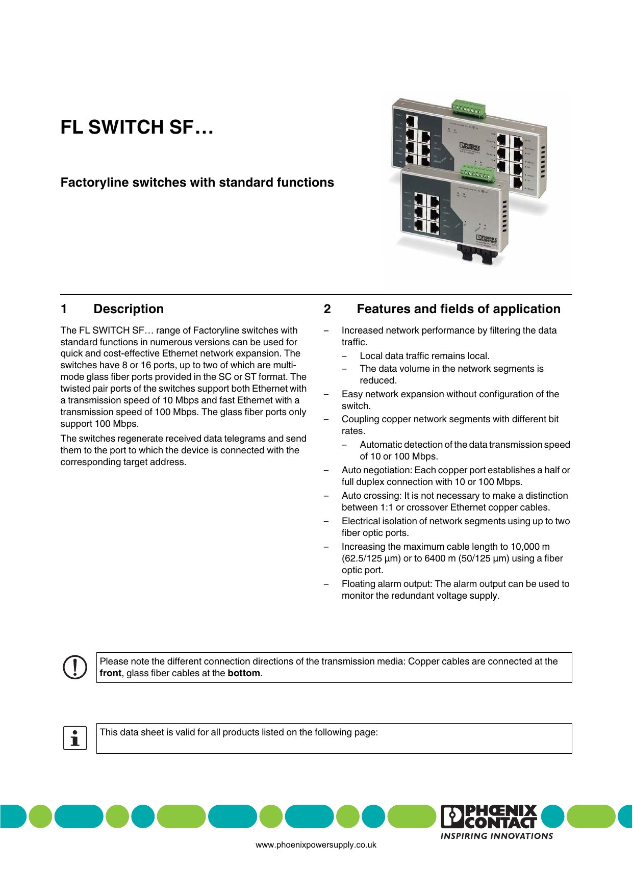 Fl Switch Sfa Phoenix Contact By Protocol Power Manualzz