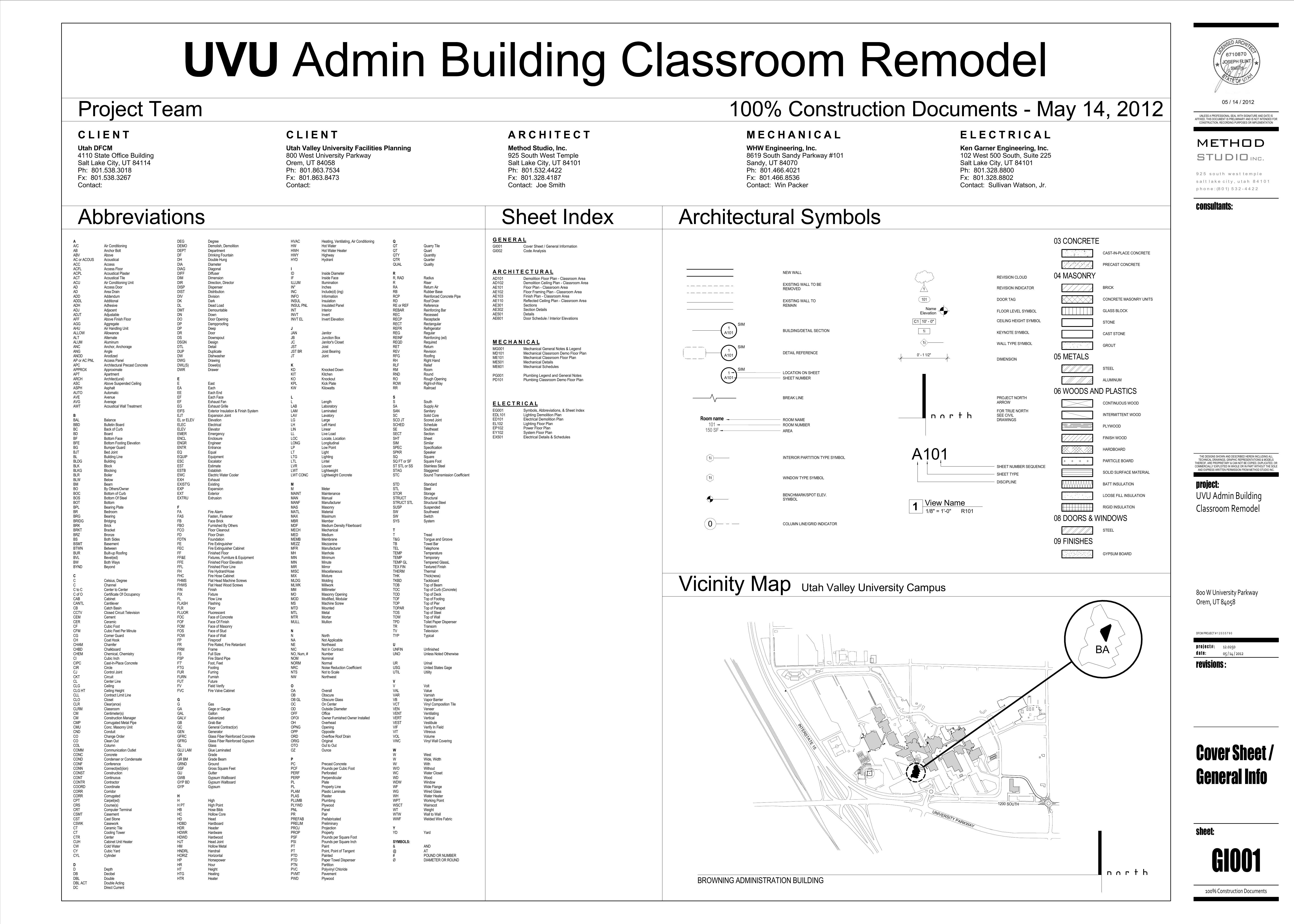 Vicinity Map Project Team Architectural Symbols