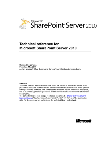 Technical Reference For Microsoft Sharepoint Manualzz