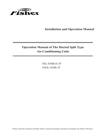 Installation and Operation Manual Operation Manual of The Ducted | Manualzz